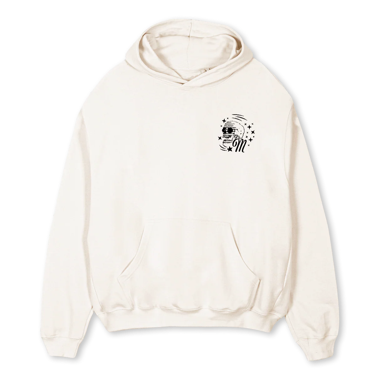 SKELHOODIE Vintage White Oversized Hoodie.