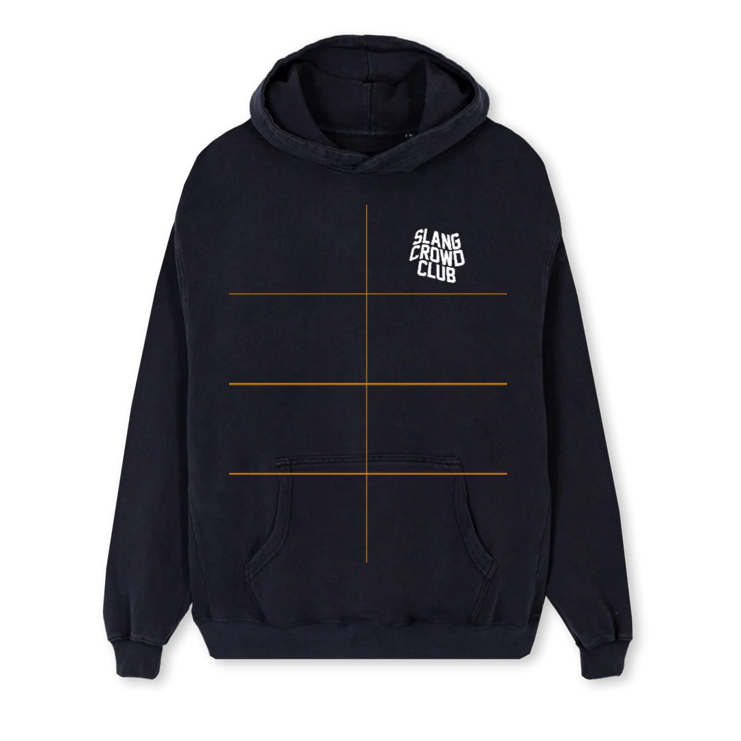 SLANGCROWDBLACKHOOD Vintage Black Regular Hoodie.