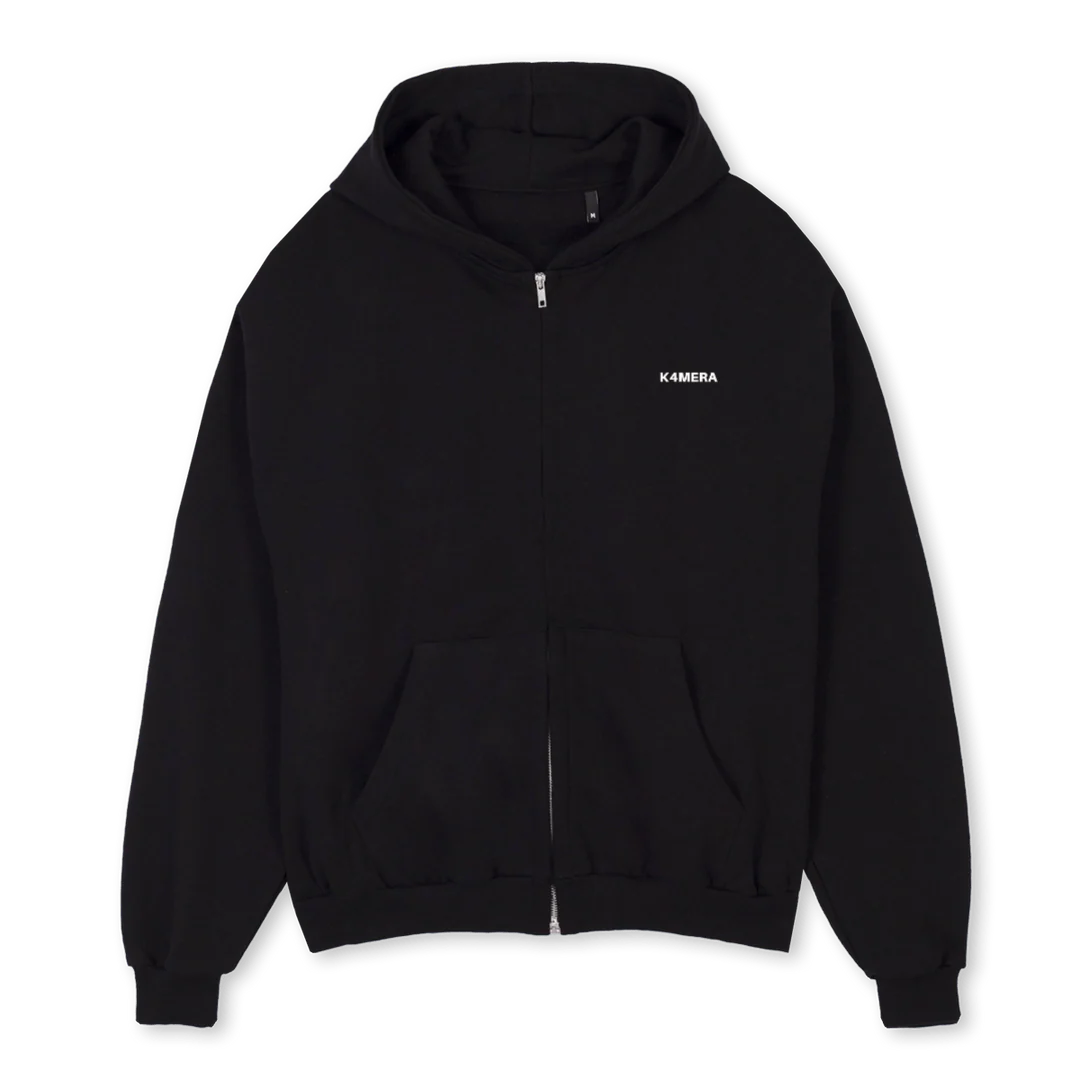 SLOPPY Black Oversized Zipped Hoodie.