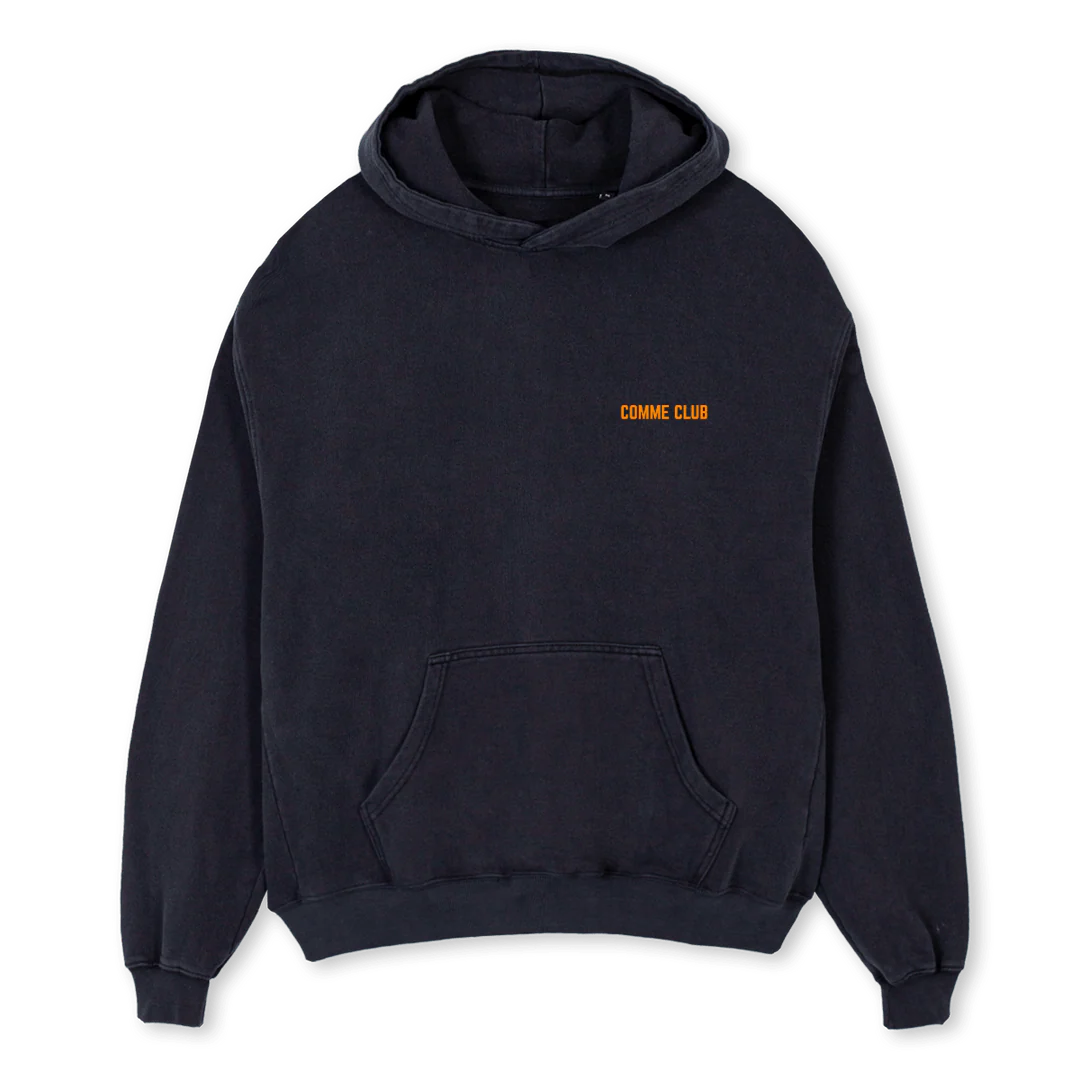 SMLLOGOLEFTCHESS Vintage Black Oversized Hoodie.