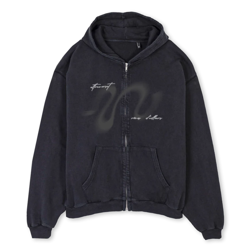 SNAKEART Vintage Black Oversized Zipped Hoodie.