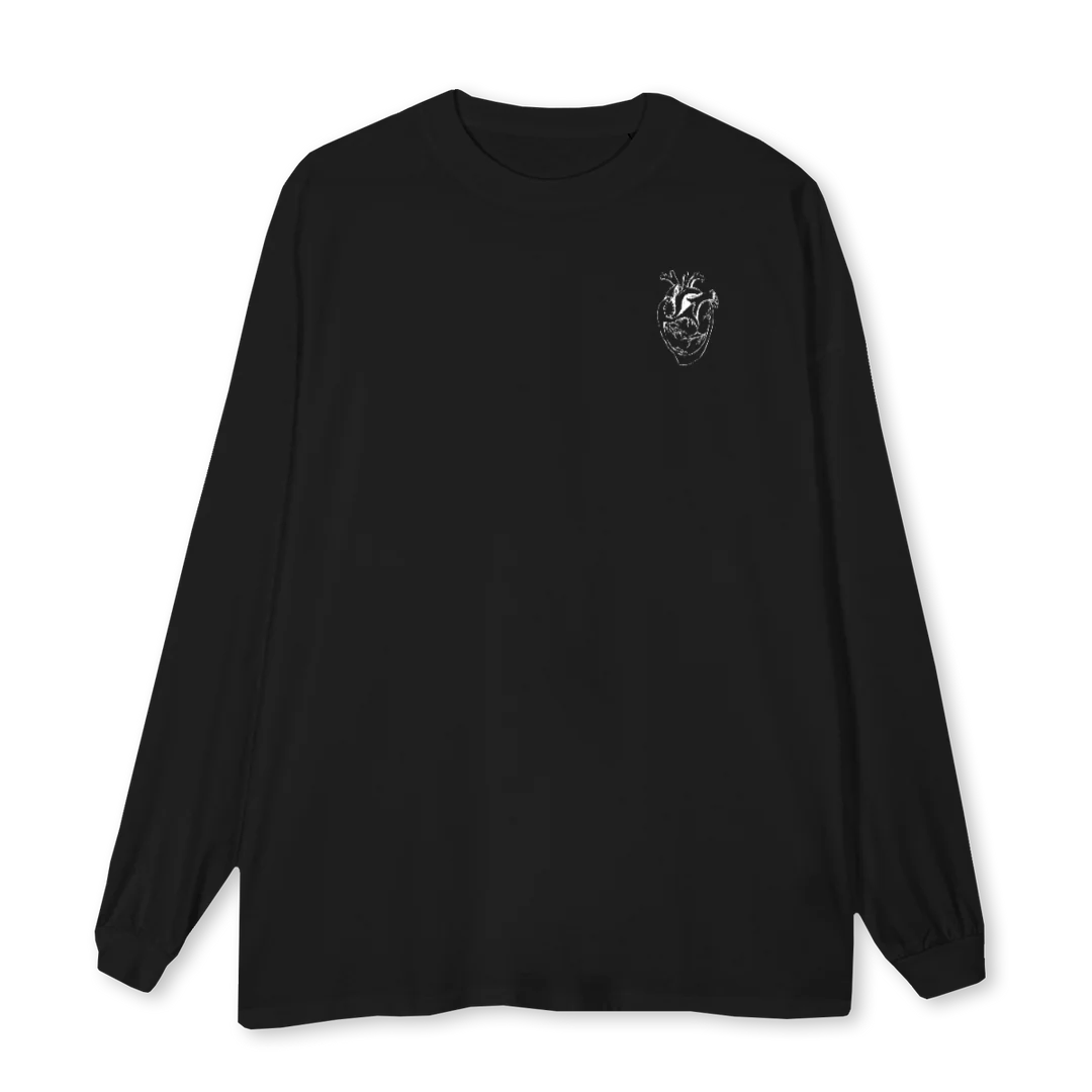 SOLDOUTHEARTLSFRONTH Black Oversized LS Tee.