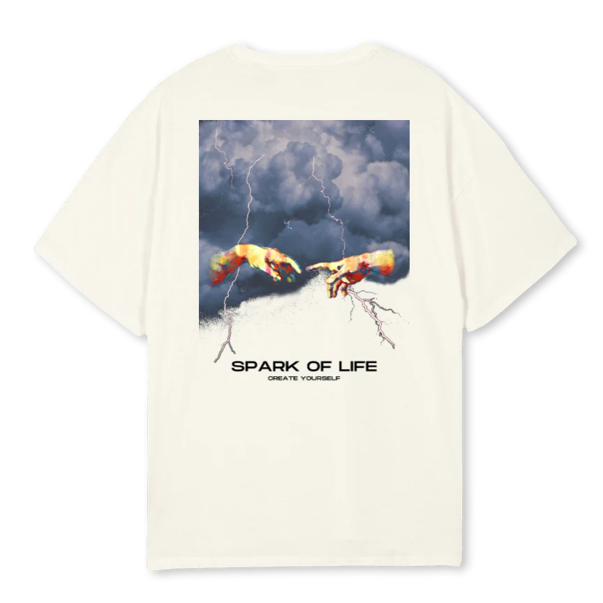SPARK OF LIFE Cream Oversized Tee. - Image 2
