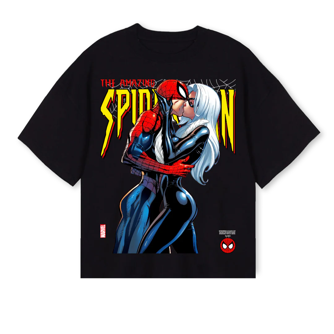 SPIDEY Black Oversized Boxy Tee.
