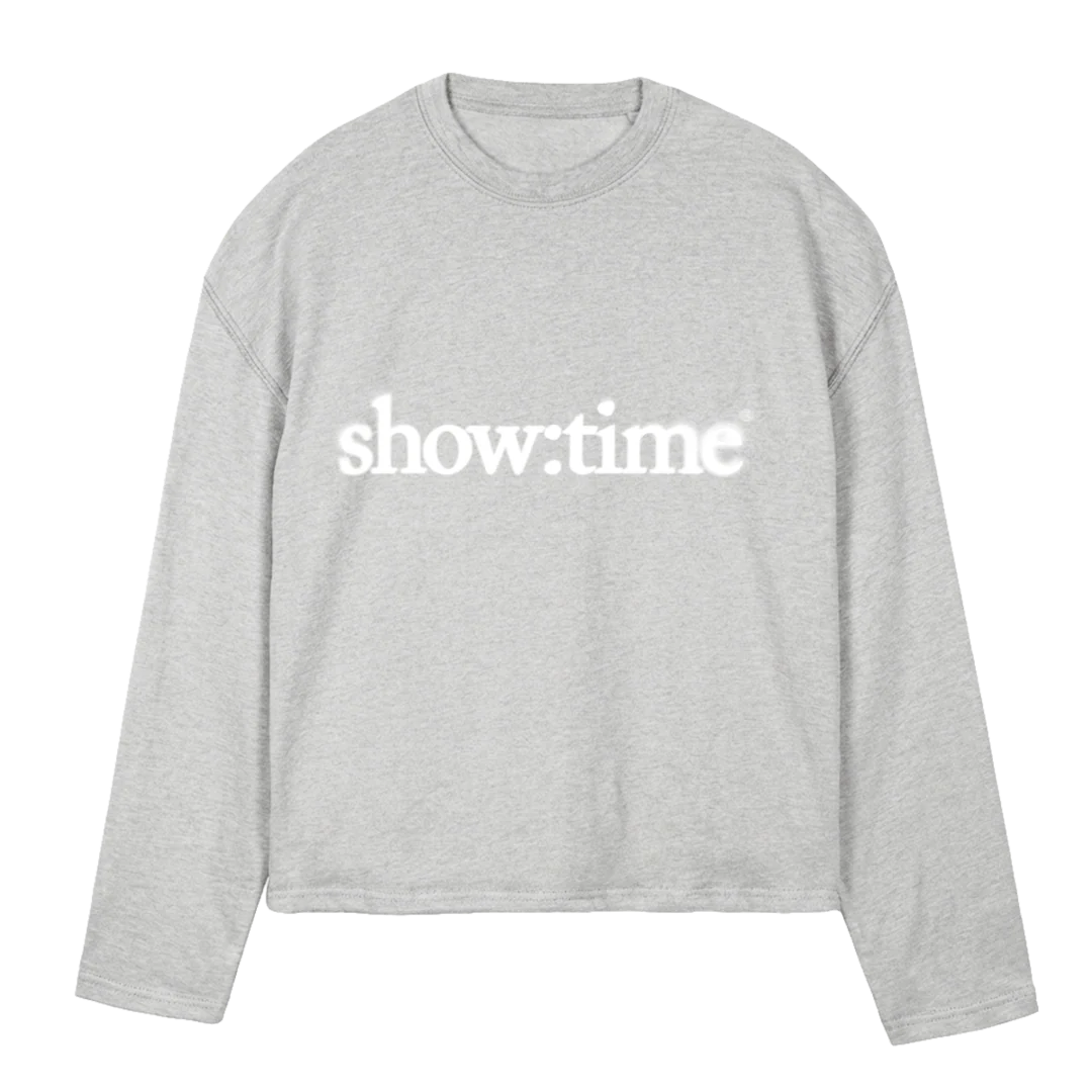 LOGOBLURWHITEVZV_LG Light Grey Marl Oversized Boxy LS Tee.