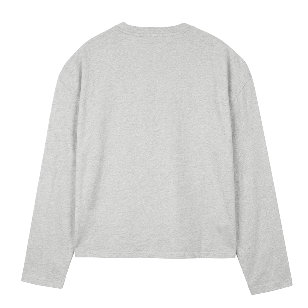 LOGOBLURWHITEVZV_LG Light Grey Marl Oversized Boxy LS Tee. - Image 2