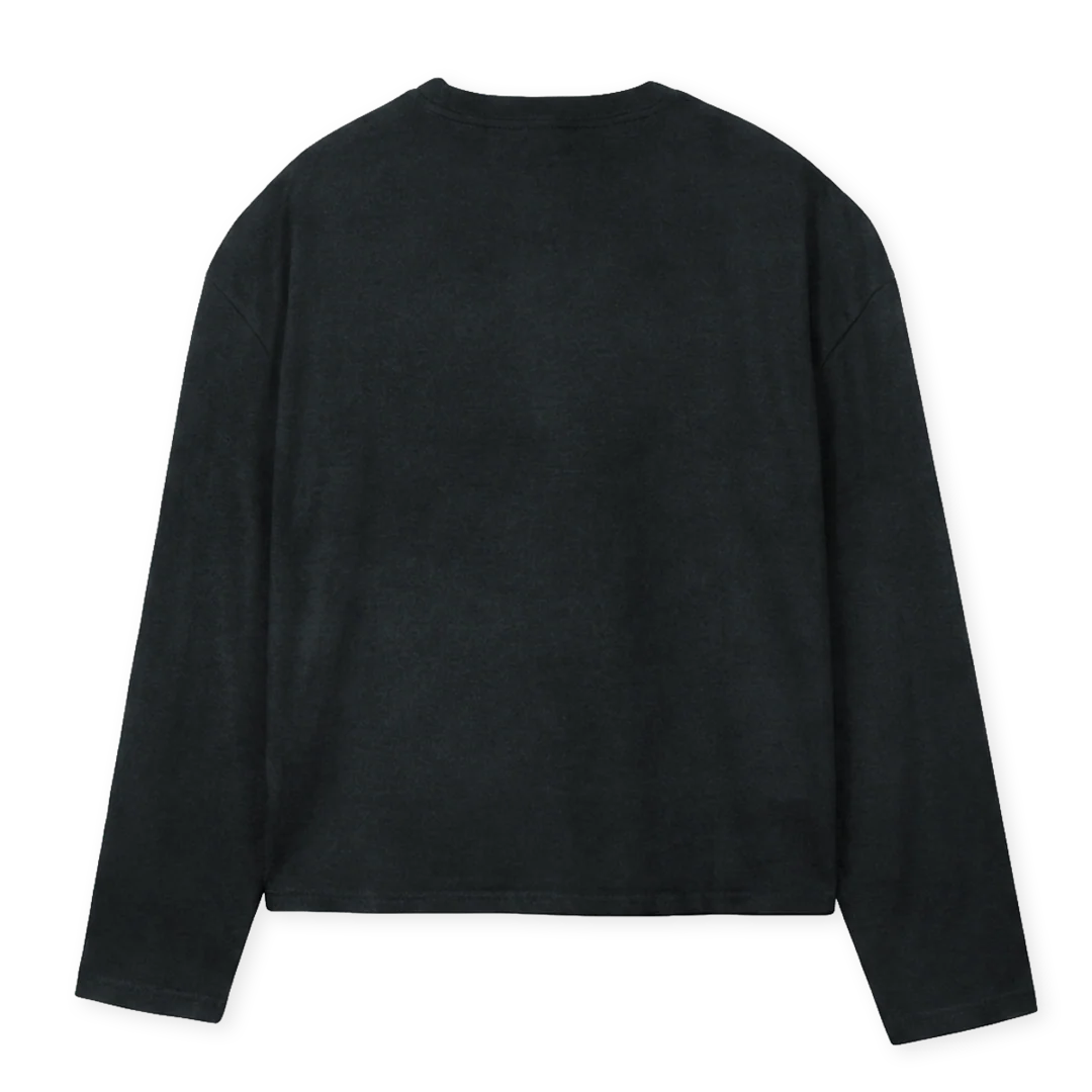 LOGOBLURWHITE_VB Vintage Black Oversized Boxy LS Tee. - Image 2