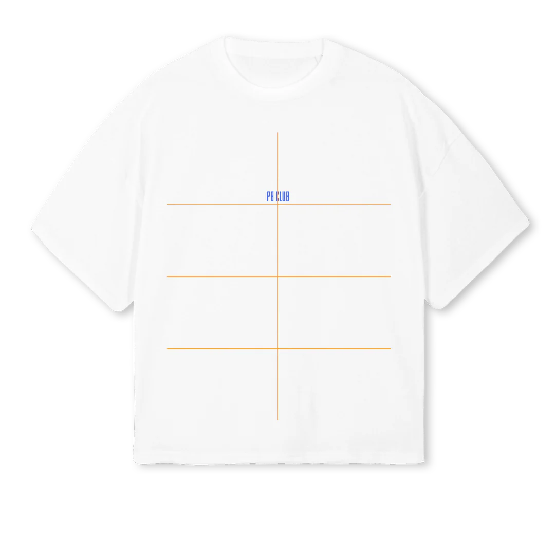 STEADYSAMPLE White Oversized Boxy Tee.