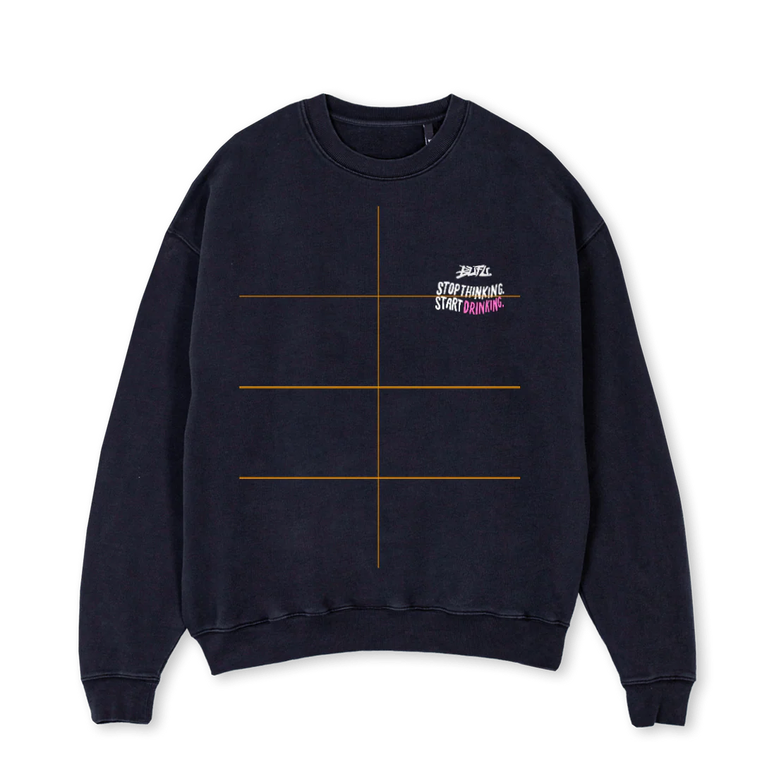 STOPTHINKINGBUFU Vintage Black Oversized Crewneck Sweater.