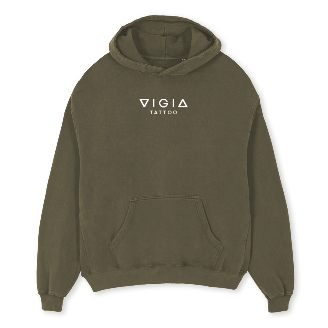 SUDADERA OLIVE VIGIA Vintage Olive Oversized Hoodie.
