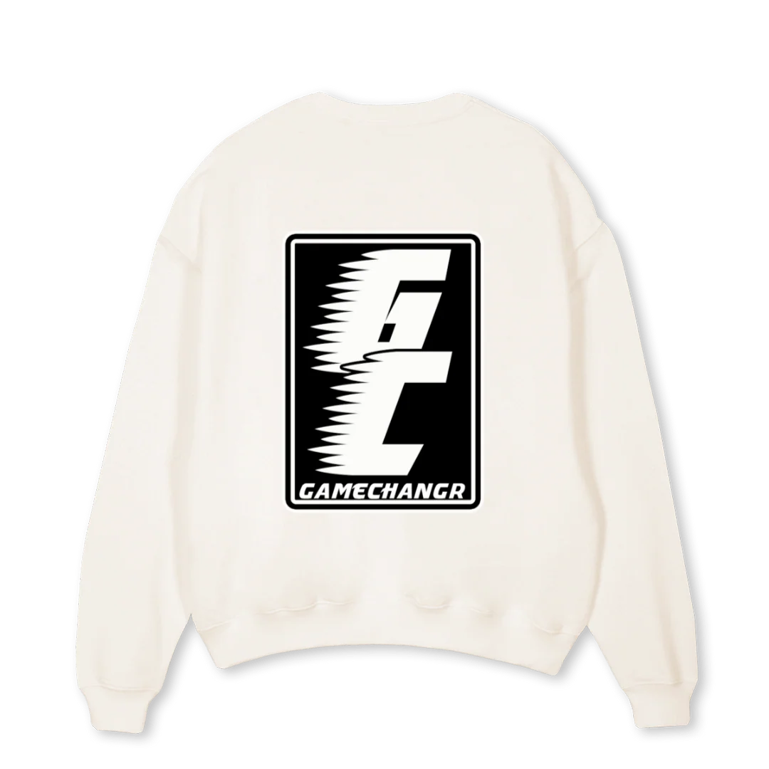 SW WH GAMECHANGR Vintage White Oversized Crewneck Sweater. - Image 2
