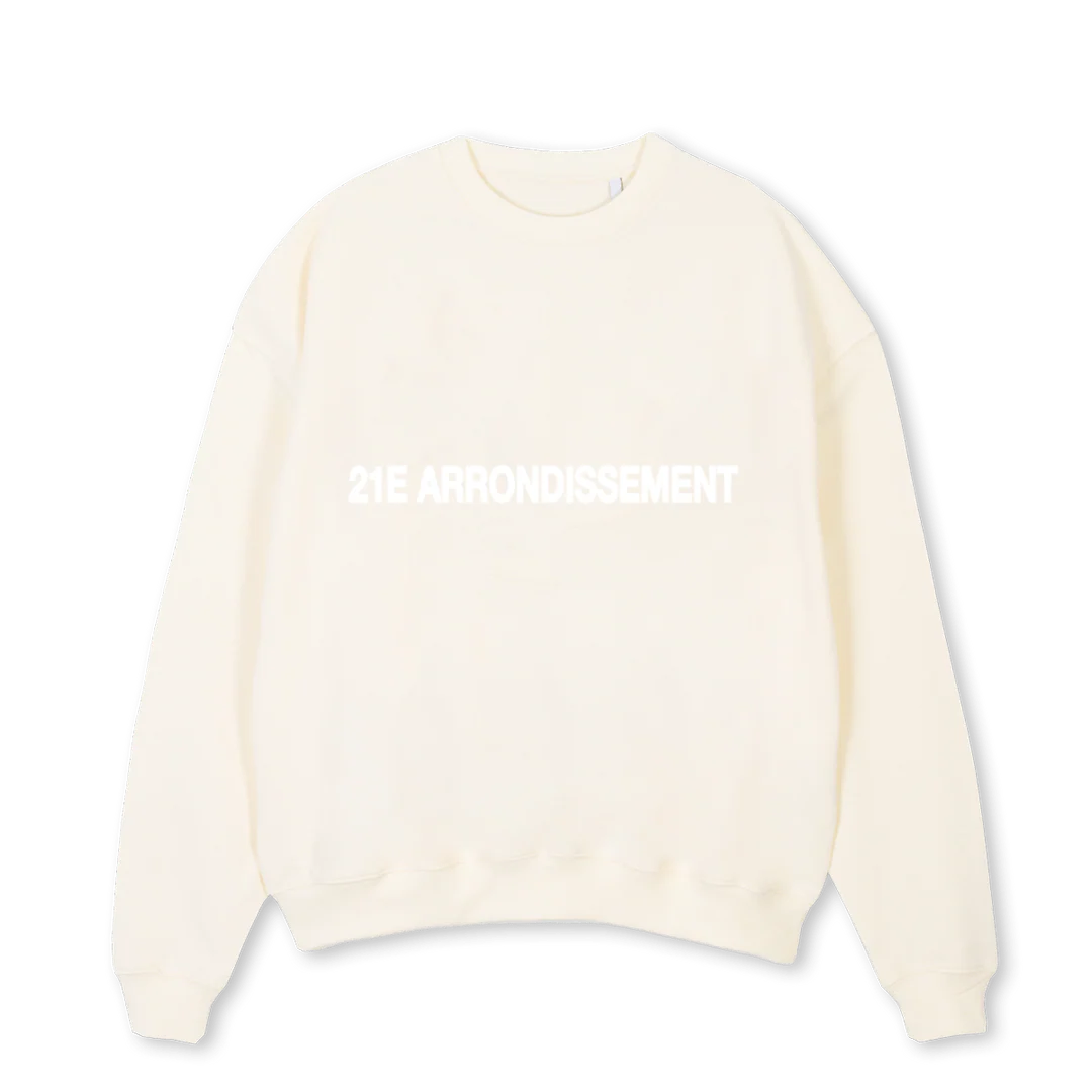 SWEAT Cream Oversized Crewneck Sweater.