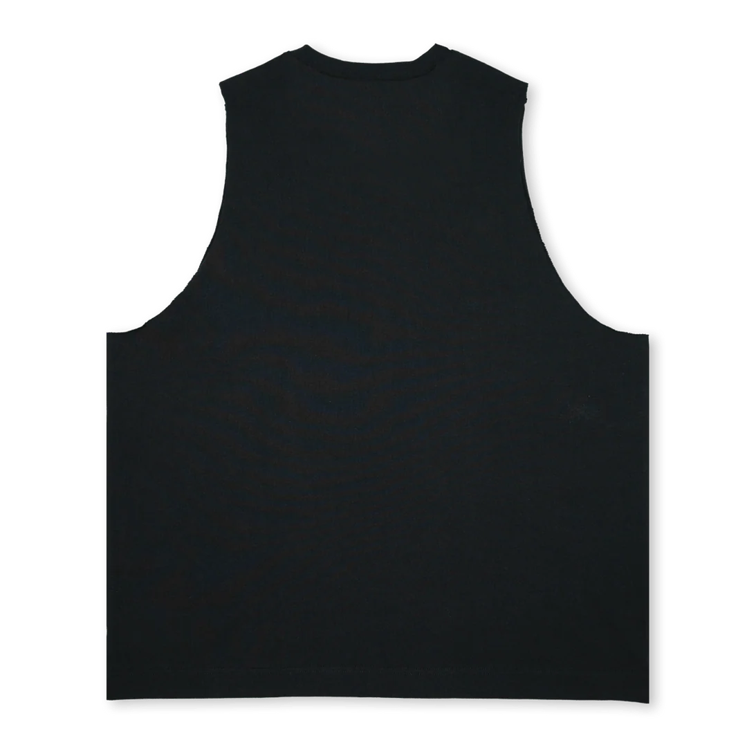 POMONAOLIVETREE_1 Deep Black Oversized Vest. - Image 2
