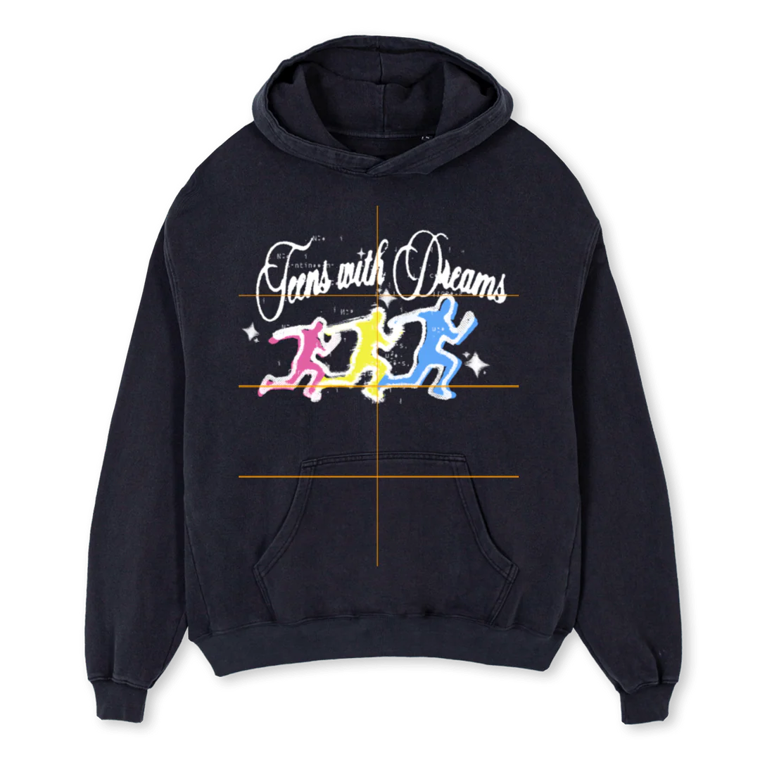TEENSWITHDREAMHOODIE Vintage Black Oversized Hoodie.