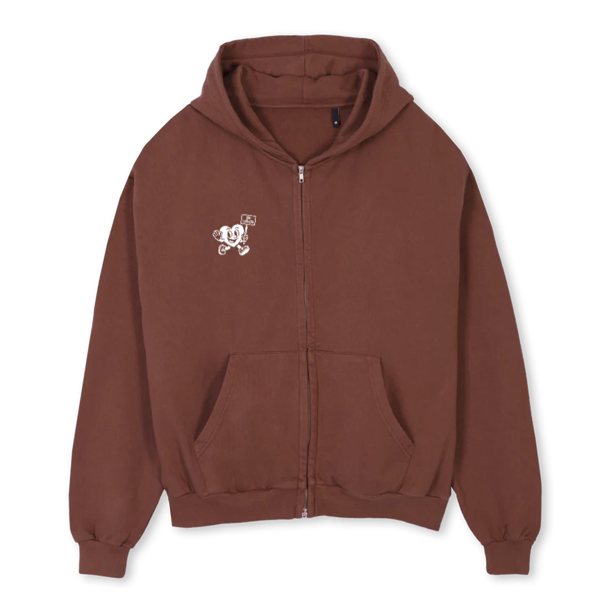 THCBZ Vintage Brown Oversized Zipped Hoodie.