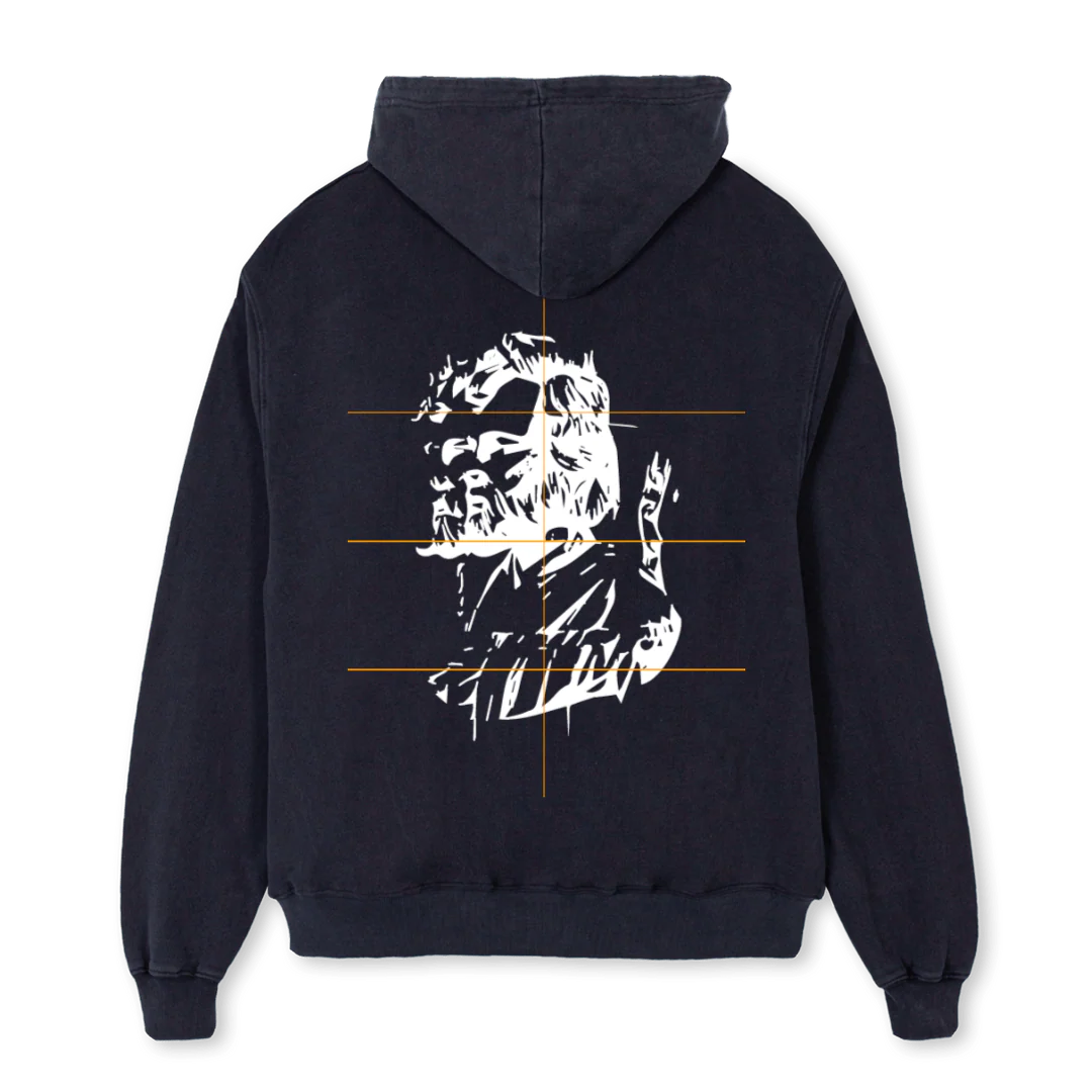 THREEPERSONONEHEAD Vintage Black Oversized Hoodie. - Image 2