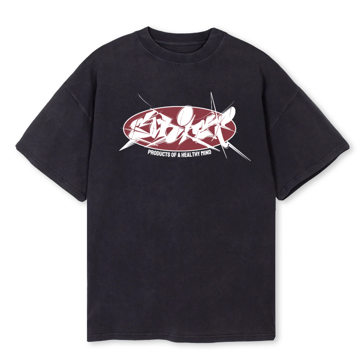 THROWY Vintage Black Oversized Tee.