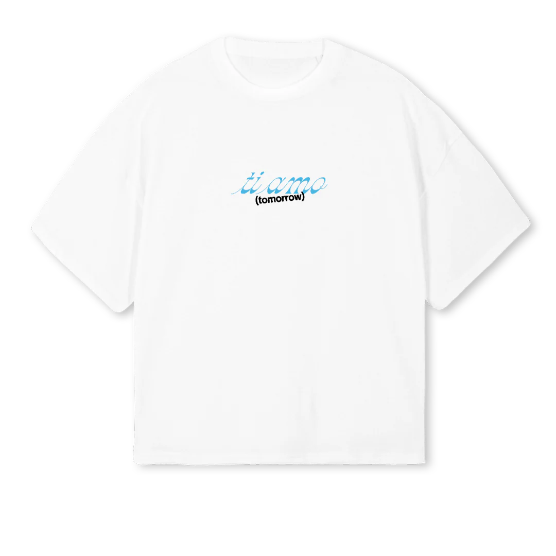 TI AMO BIANCAB White Oversized Boxy Tee.
