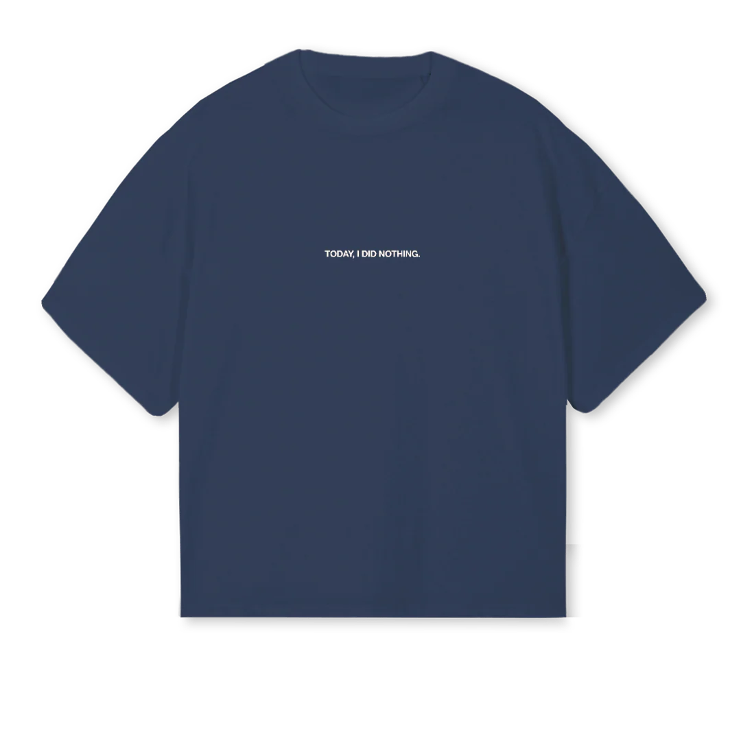TODAYIDIDNOTHINGBOXY Navy Blue Oversized Boxy Tee.
