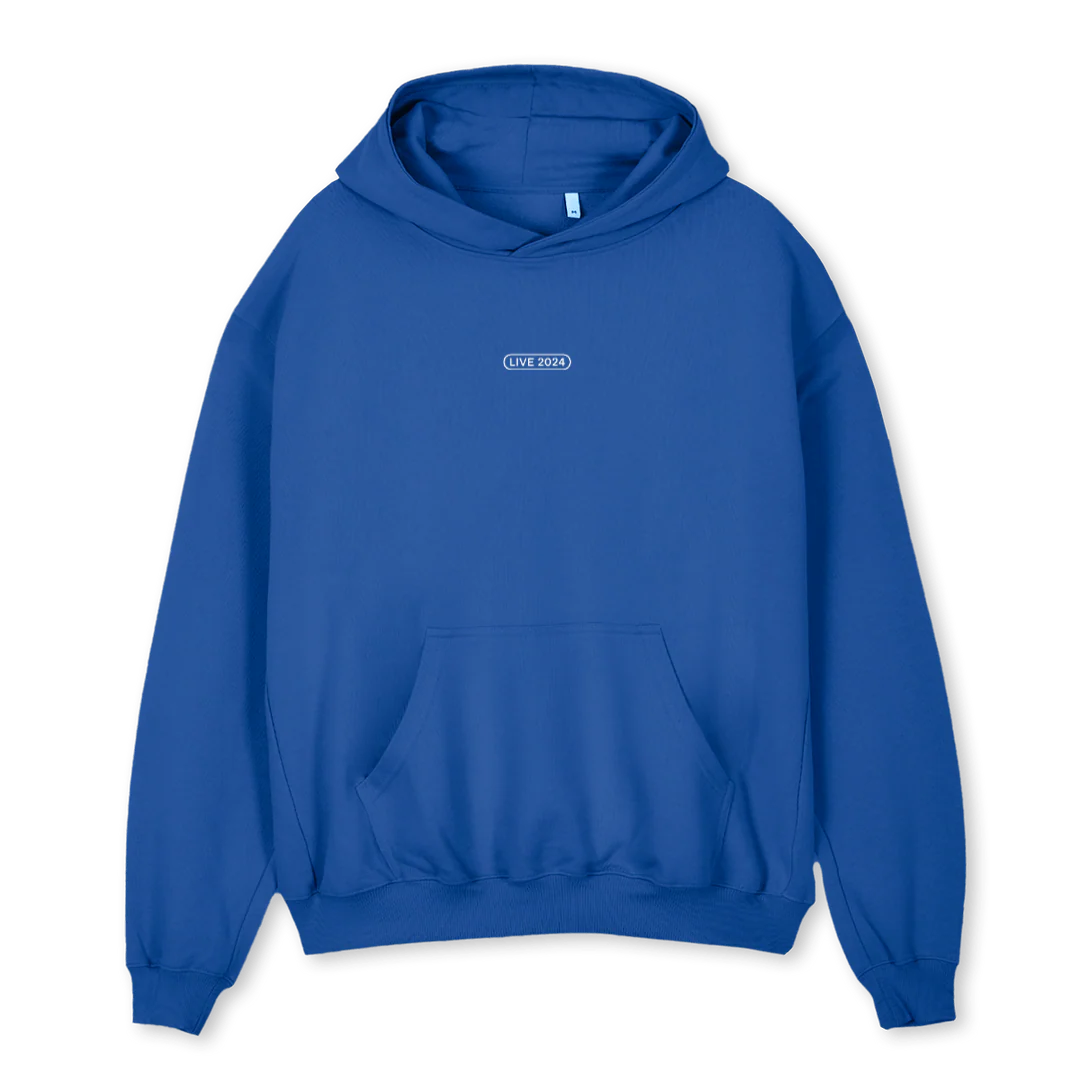 TOURHOODIECCOSMOII Cobalt Blue Oversized Hoodie.