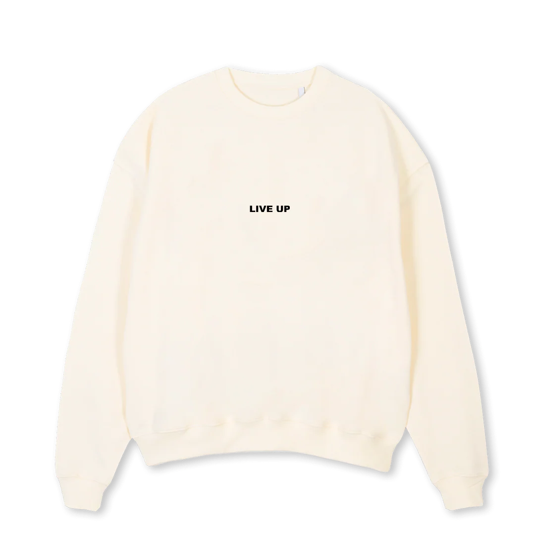 TRAINING CLUB WHITES Cream Oversized Crewneck Sweater.