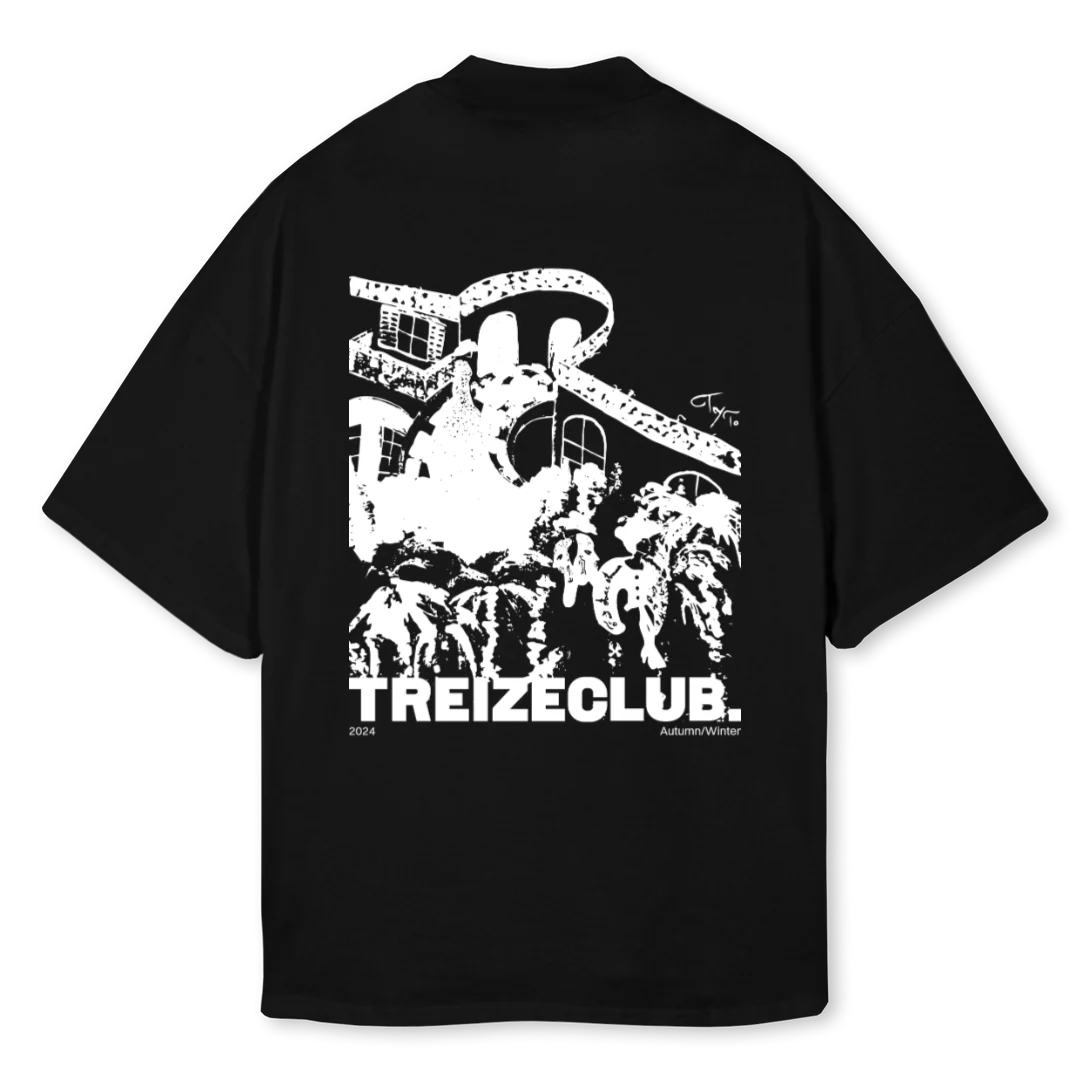 TREEEEIZEEE Black Oversized Mock Neck Tee. - Image 2
