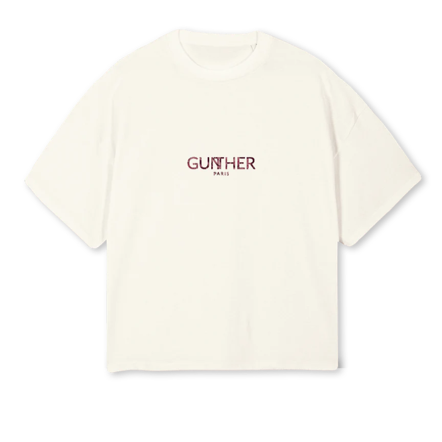 TSHIRTGUNTHERROSE Cream Oversized Boxy Tee.
