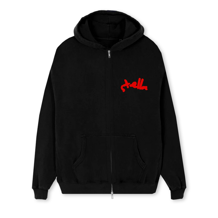 TTTT Black Regular Zipped Hoodie.