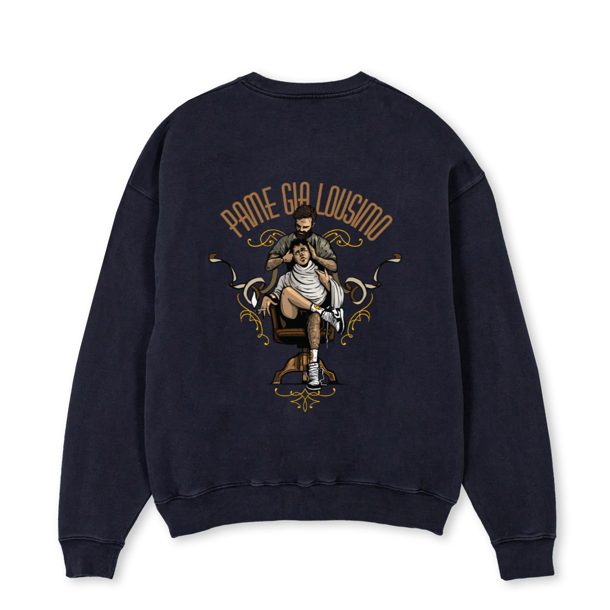 UDOMOBARBER Vintage Black Oversized Crewneck Sweater. - Image 2