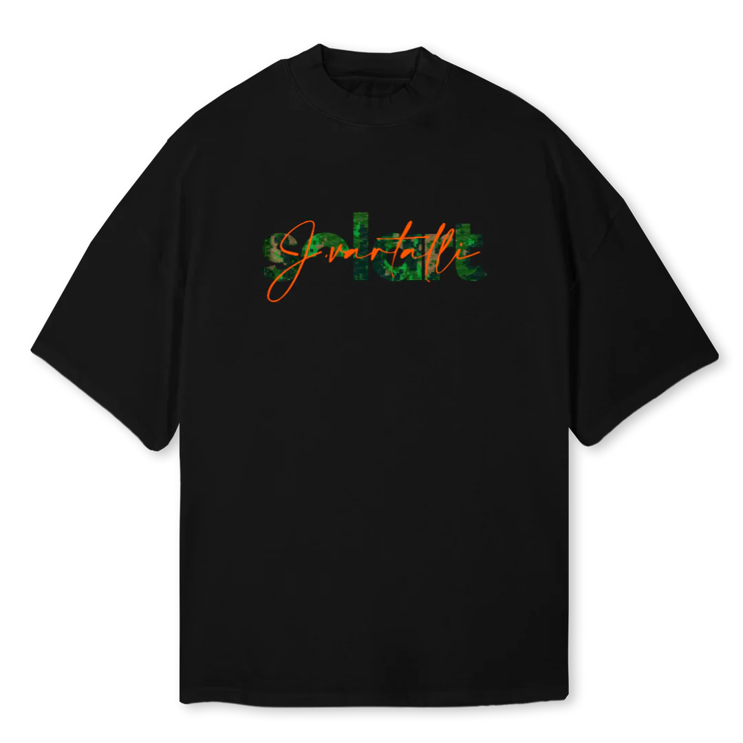 VARTALLIXTANZMANN Black Oversized Mock Neck Tee.