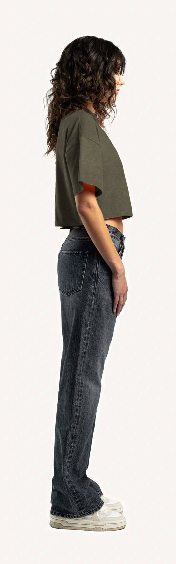Vintage Olive Cropped Oversized Tee. - Image 4