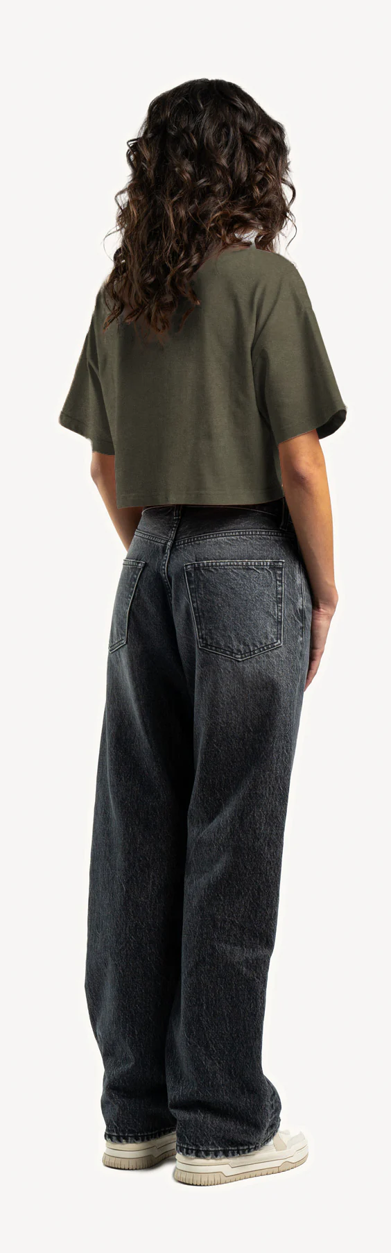 Vintage Olive Cropped Oversized Tee. - Image 5