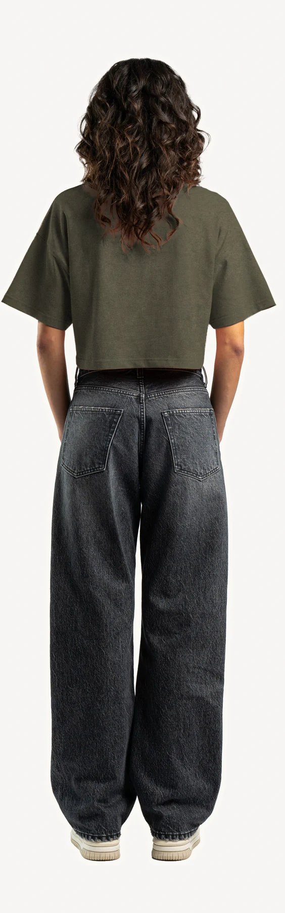 Vintage Olive Cropped Oversized Tee. - Image 6