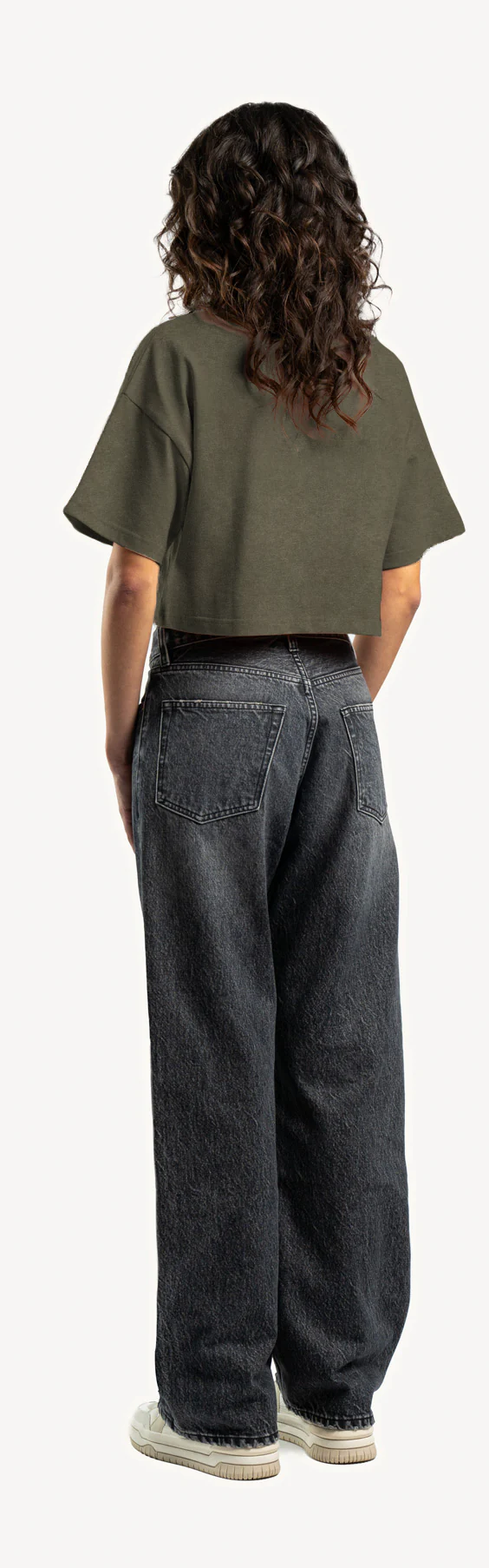 Vintage Olive Cropped Oversized Tee. - Image 7