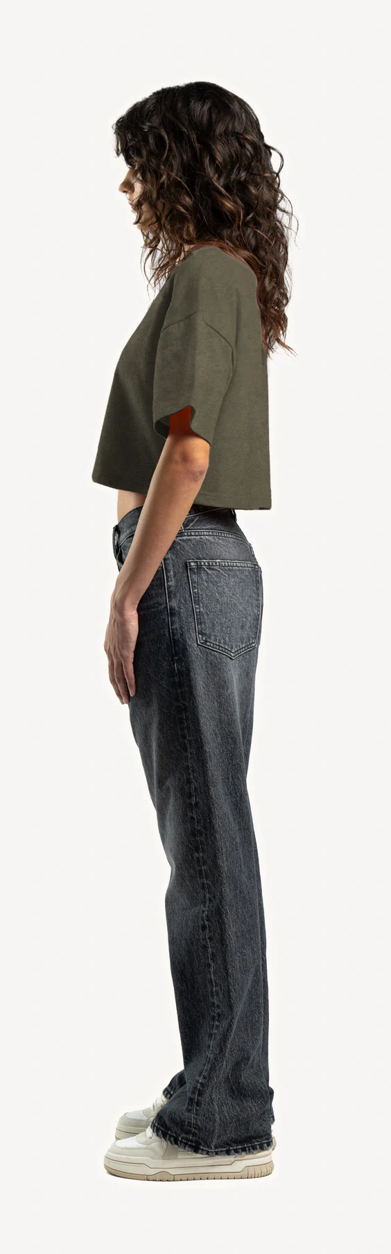 Vintage Olive Cropped Oversized Tee. - Image 8
