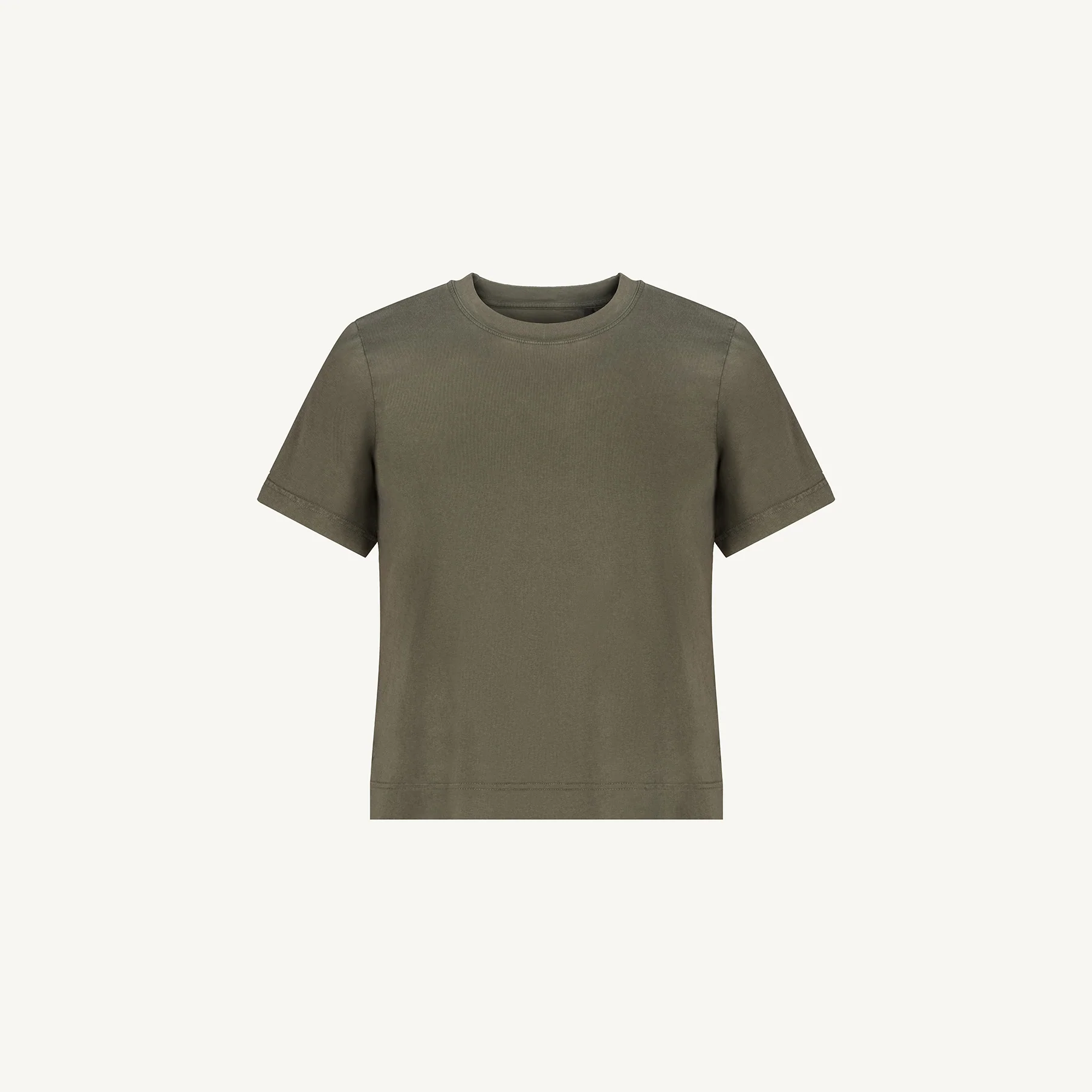 Vintage Olive Women’s Clean Cut Tee Mockups.