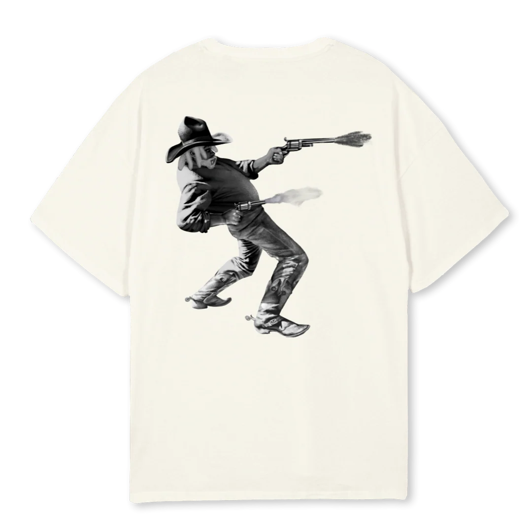 VINTAGE WIZE OUTLAW Cream Oversized Tee. - Image 2