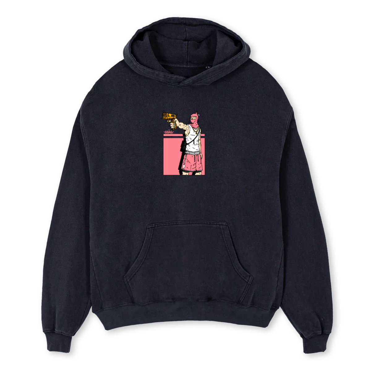 VINTAGEBGUNMAN  Vintage Black Oversized Hoodie.