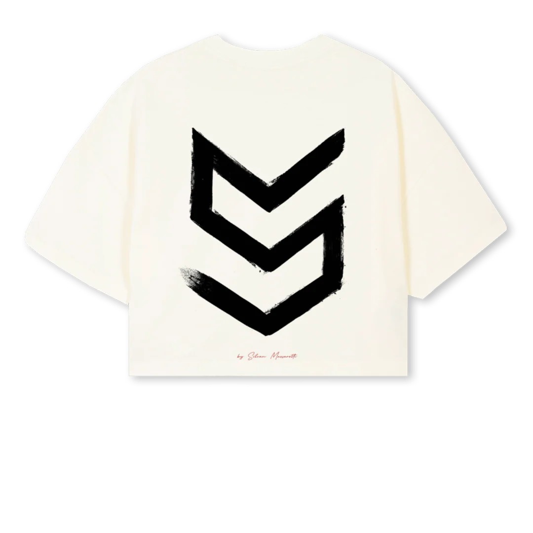 VISIONS ART F Cream Cropped Oversized Tee. - Image 2