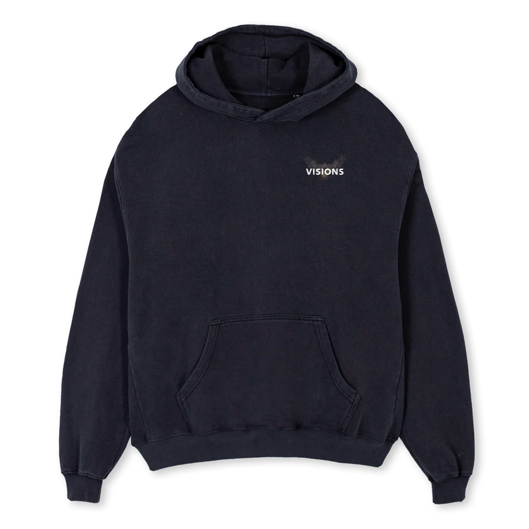 VISIONS RISEII Vintage Black Oversized Hoodie.