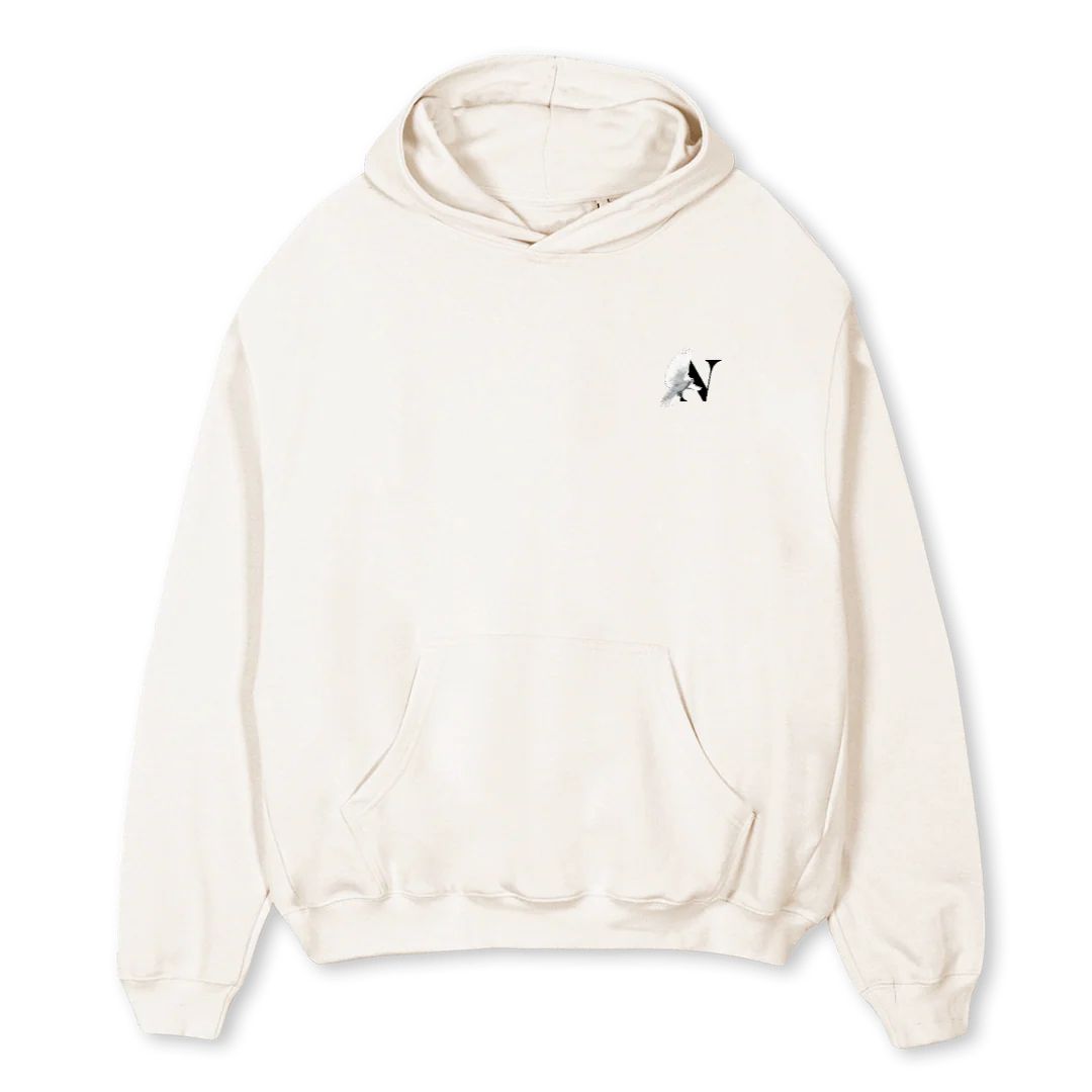 VNTGWH Vintage White Oversized Hoodie.