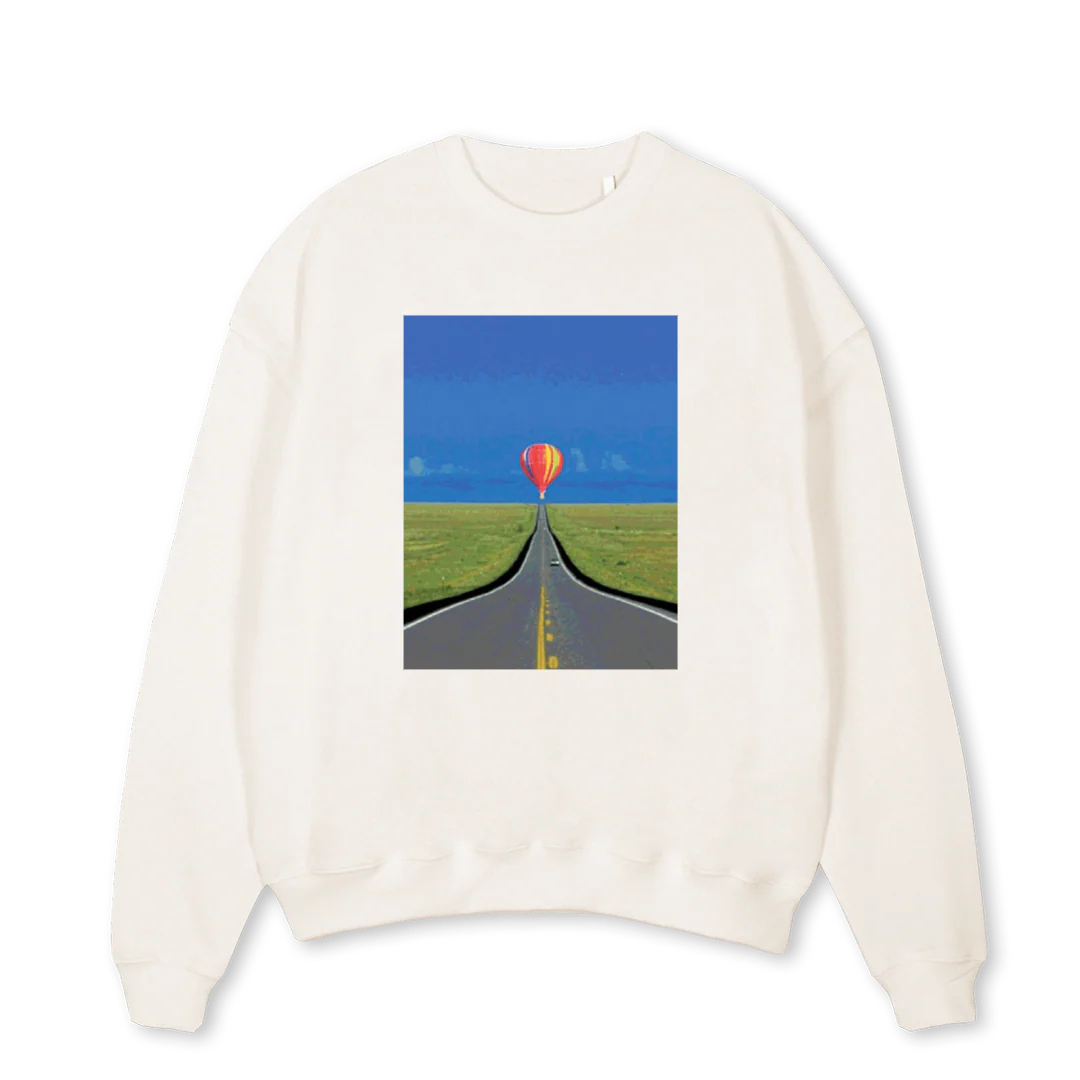 VWCREWBALLOON Vintage White Oversized Crewneck Sweater.