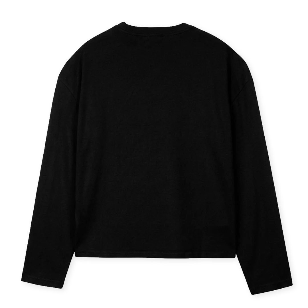 WHATEVER  Black Oversized Boxy LS Tee. - Image 2