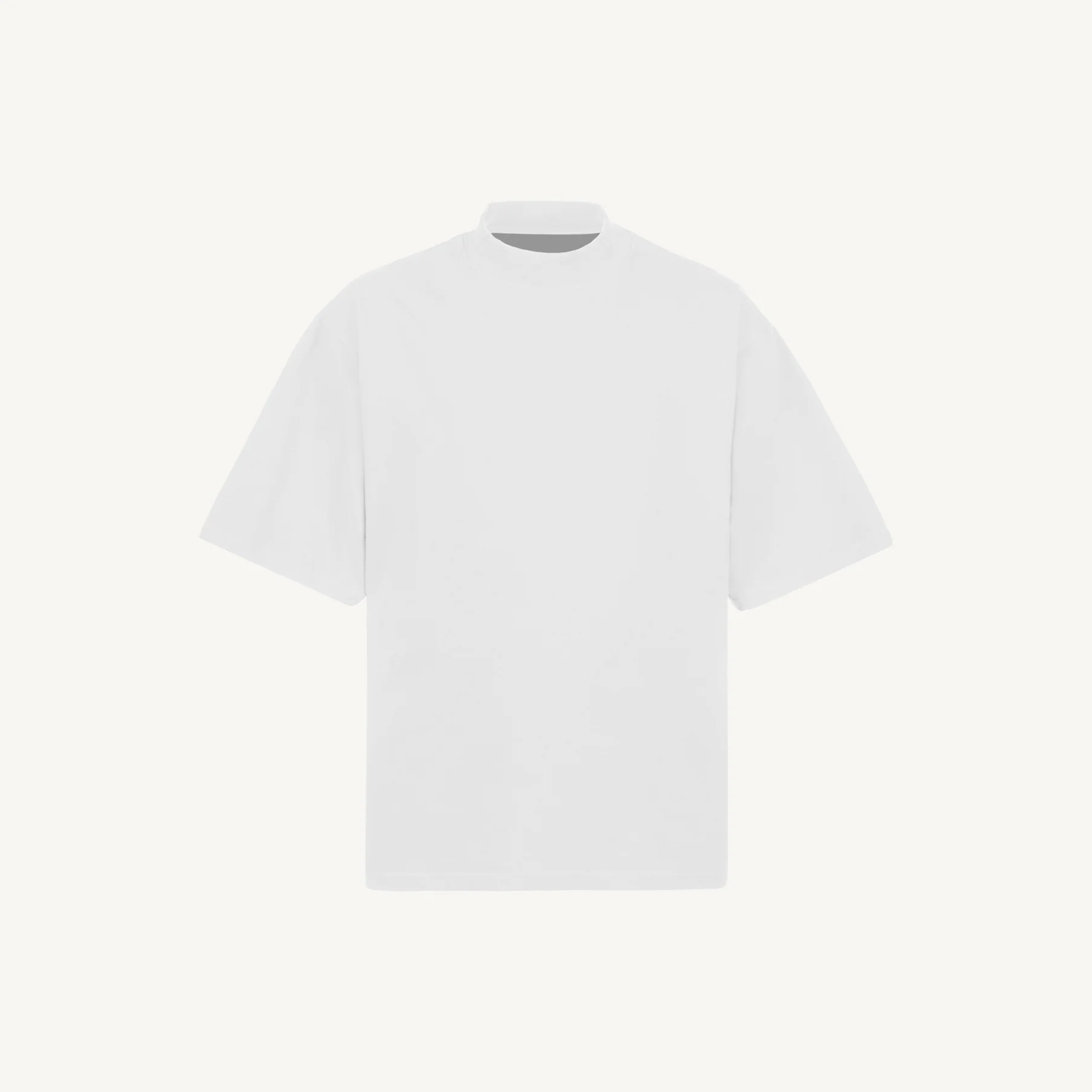 White Oversized Mock Neck Tee.