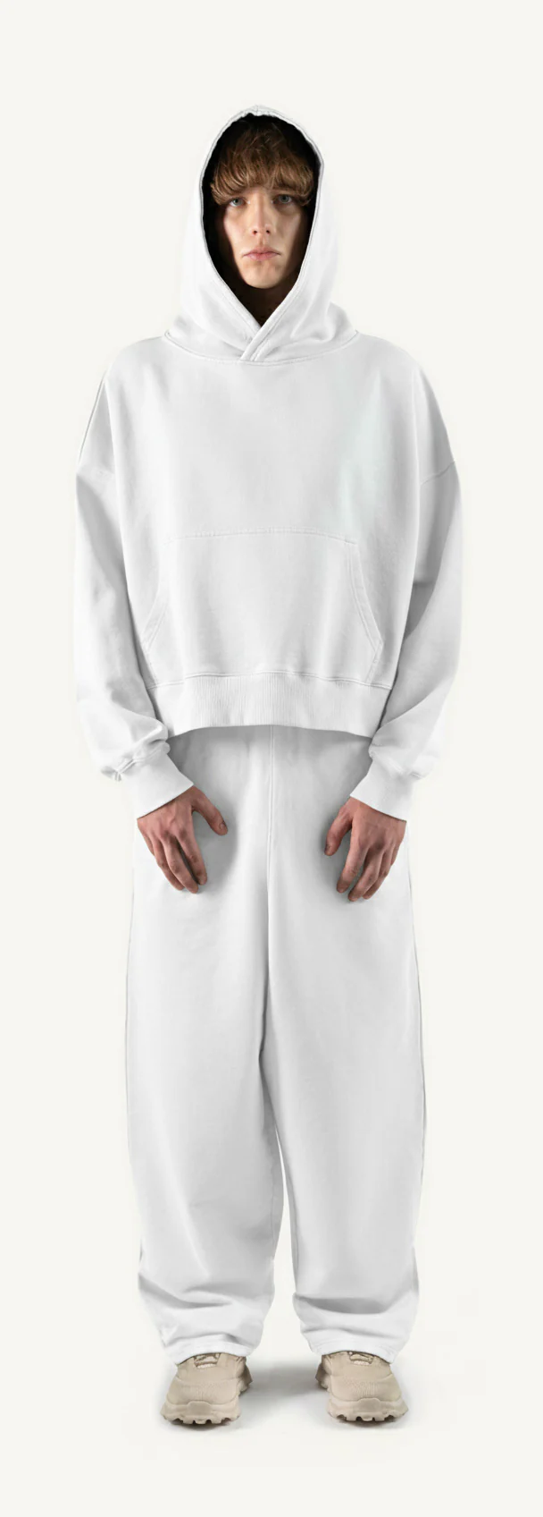 White Straight-Leg Baggy Sweatpants. - Image 2