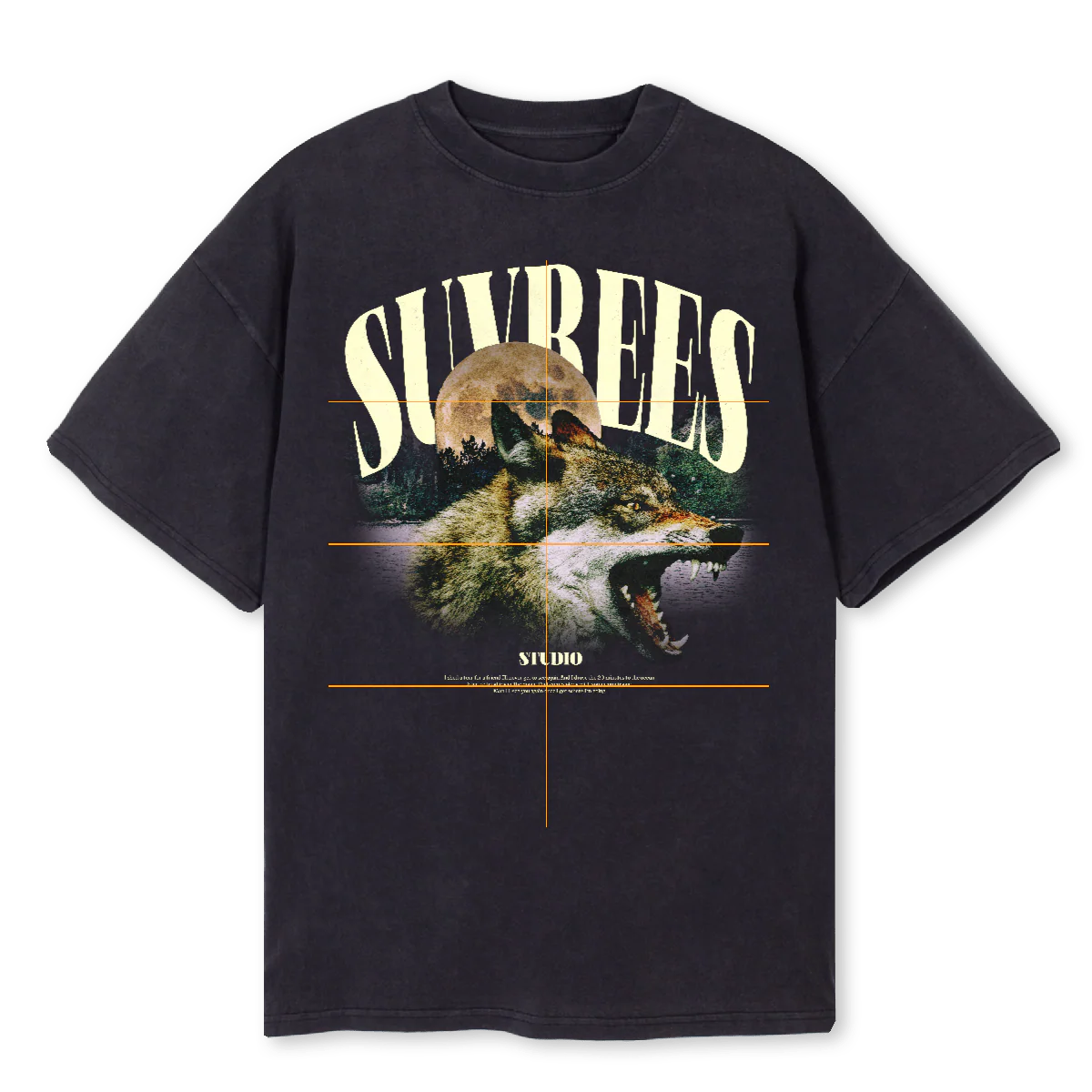 WOLFPACK SHIRT Vintage Black Oversized Tee.