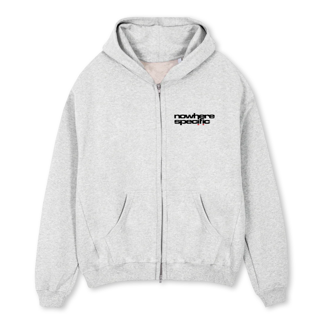 WORDMARKREDZIPUP Light Grey Marl Oversized Zipped Hoodie.