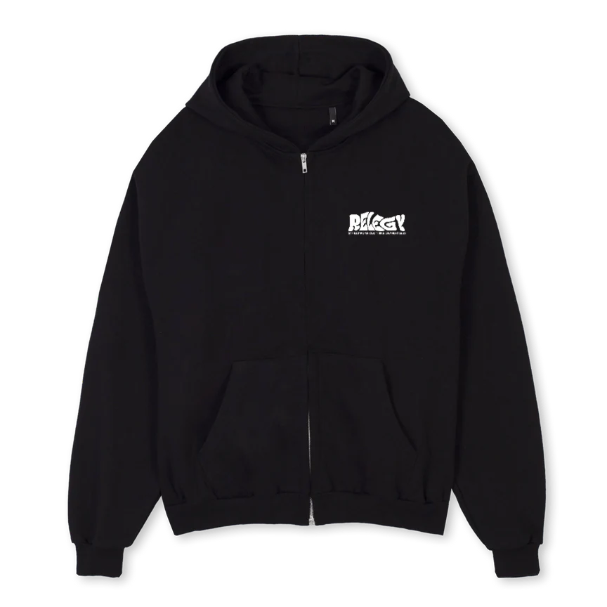 WORDWIDE 3 OSZHW Black Oversized Zipped Hoodie.