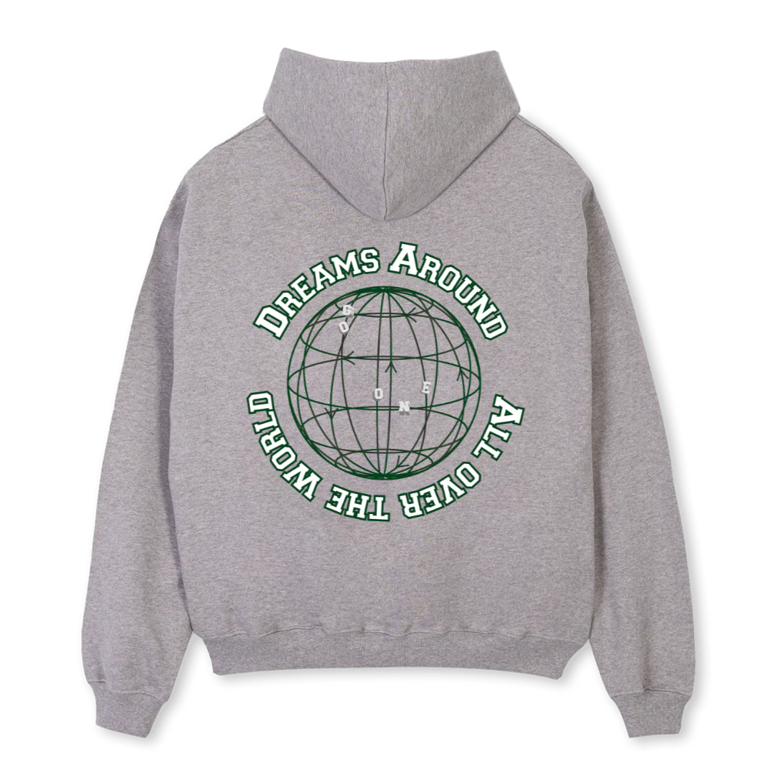 WORLDWIDE DREAMS Grey Marl Oversized Hoodie. - Image 2
