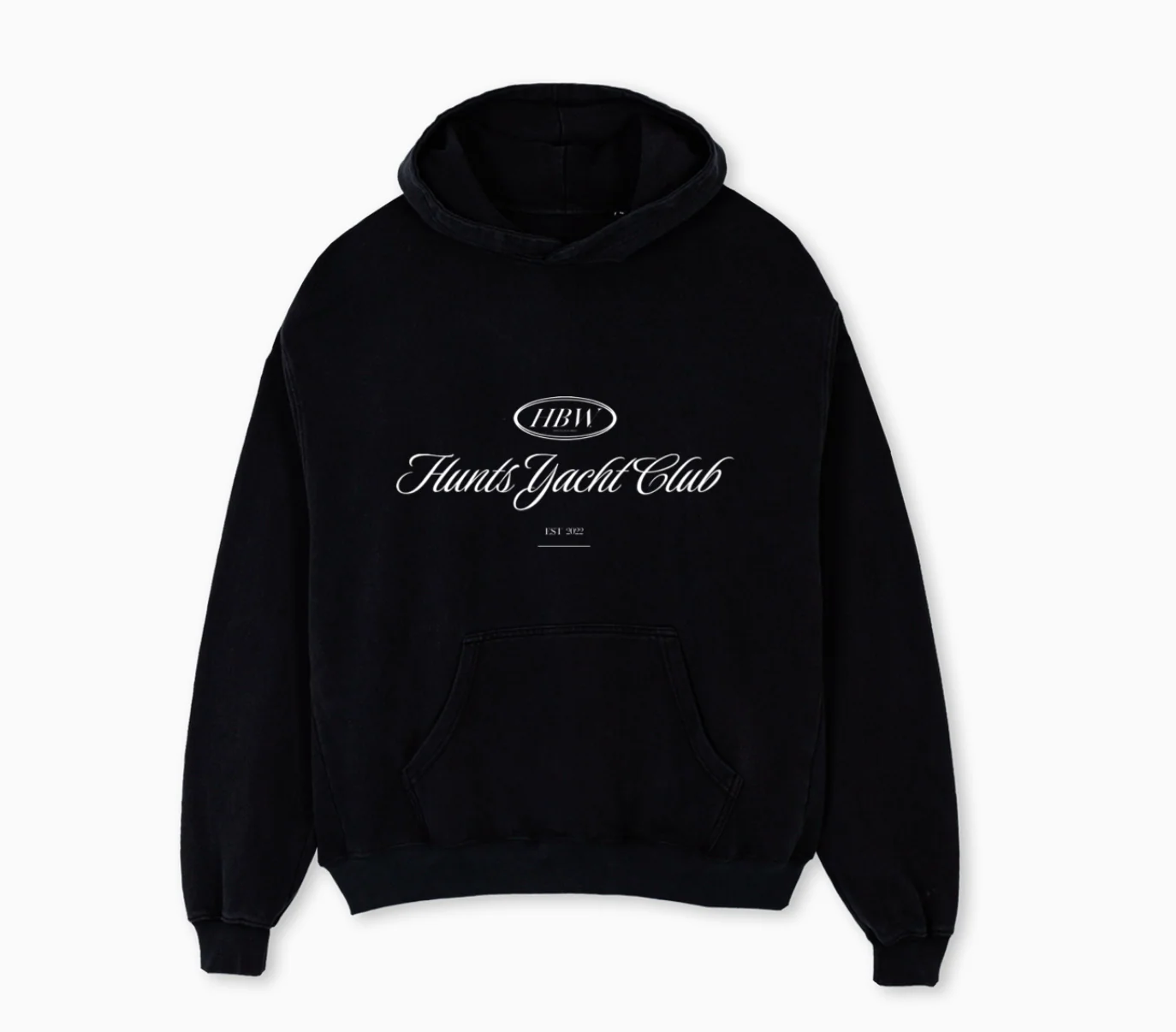 YACHT CLUB HOOD Black Oversized Hoodie.